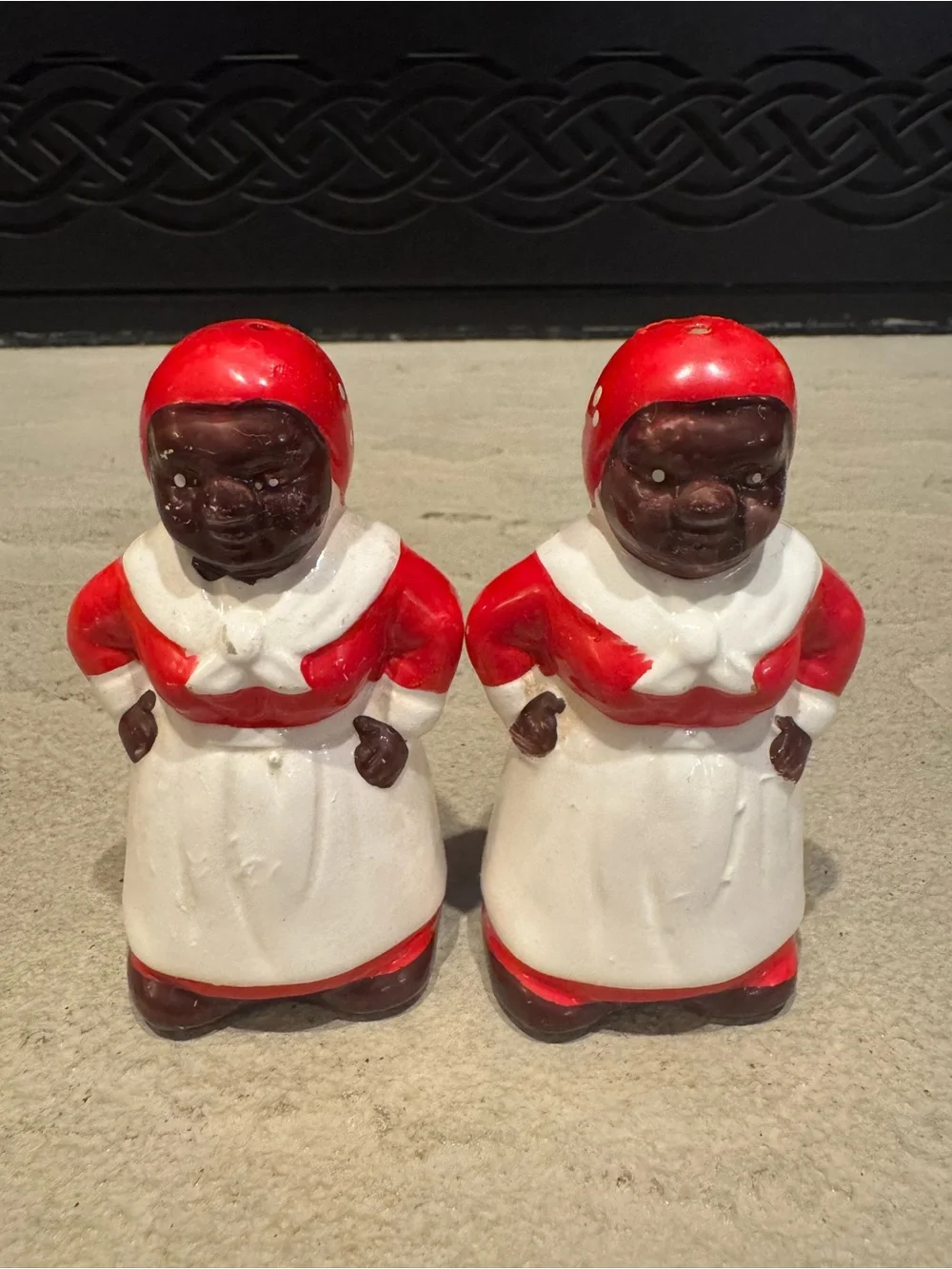 Vintage Black Americana Mammy Salt & Pepper Shakers Ceramic 4“